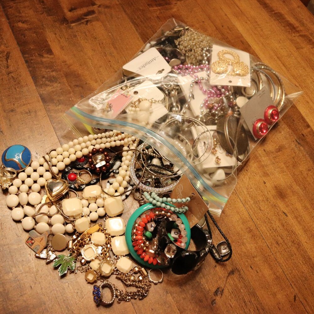 Four plus pounds of lovely vintage necklaces, bracelets etc.